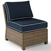 Bradenton Outdoor Center Chair Sectional Unit in Resin Wicker & Navy Blue Fabric