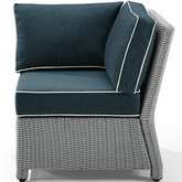 Bradenton Outdoor Corner Chair Sectional Unit in Gray Resin Wicker & Navy Blue Fabric