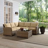 Bradenton 4 Piece Outdoor Sectional Sofa Set in Resin Wicker & Sand Cushions