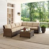 Bradenton 5 Piece Outdoor Sectional Sofa Set in Resin Wicker & Sand Cushions