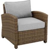 Bradenton Outdoor Arm Chair in Resin Wicker & Gray Cushions