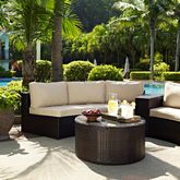 Catalina 2 Piece Outdoor Sectional Sofa Set in Resin Wicker & Sand Cushions