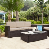 Palm Harbor Outdoor Sofa in Brown Resin Wicker w/ Sand Cushions