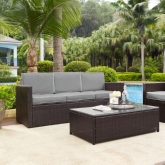 Palm Harbor Outdoor Sofa in Brown Resin Wicker w/ Grey Cushions
