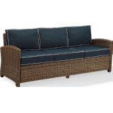 Bradenton Outdoor Sofa in Resin Wicker & Navy Blue Cushions