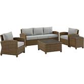 Bradenton 5 Piece Outdoor Sofa Set in Resin Wicker & Gray Cushions