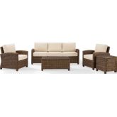 Bradenton 5 Piece Outdoor Sofa Set in Resin Wicker & Sand Cushions