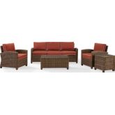 Bradenton 5 Piece Outdoor Sofa Set in Resin Wicker & Sangrai Cushions