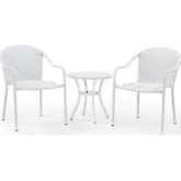 Palm Harbor 3 Piece Outdoor Cafe Dining Set in White Resin Wicker