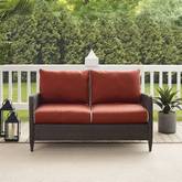 Kiawah Outdoor Loveseat in Brown Resin Wicker & Sangria Cushions