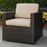 Palm Harbor Outdoor Arm Chair in Brown Resin Wicker w/ Sand Cushions