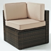 Palm Harbor Outdoor Sectional Sofa Unit Corner Chair in Resin Wicker & Sand Fabric