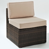Palm Harbor Outdoor Sectional Sofa Unit Center Chair in Resin Wicker & Sand Fabric