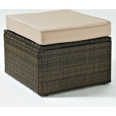 Palm Harbor Outdoor Ottoman in Brown Resin Wicker w/ Sand Cushions