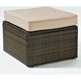Palm Harbor Outdoor Ottoman in Brown Resin Wicker with Sand Cushions