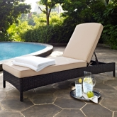 Palm Harbor Outdoor Chaise Lounge in Brown Resin Wicker with Sand Cushion