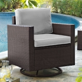 Palm Harbor Outdoor Swivel Rocker Chair Resin Wicker with Grey Cushions