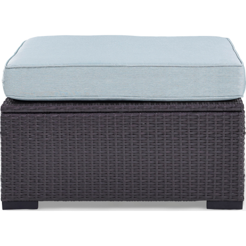 Biscayne Outdoor Ottoman in Resin Wicker & Mist Fabric Cushions