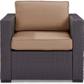 Biscayne Outdoor Arm Chair in Resin Wicker & Mocha Fabric Cushions