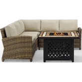 Bradenton 4 Piece Outdoor Sectional Sofa Set in Resin Wicker & Sand Cushions