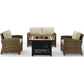 Bradenton 4 Piece Outdoor Loveseat Set in Resin Wicker & Sand Cushions