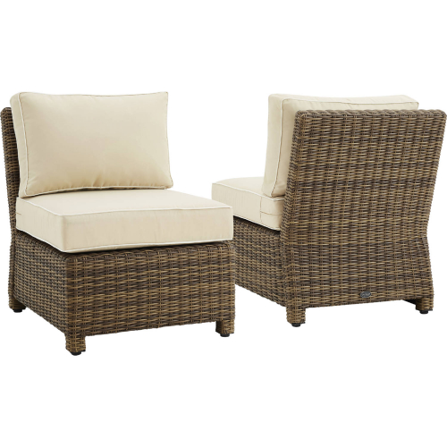 Bradenton Outdoor Armless Chair in Resin Wicker & Sand Fabric (Set of 2)