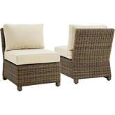Bradenton Outdoor Armless Chair in Resin Wicker & Sand Fabric (Set of 2)