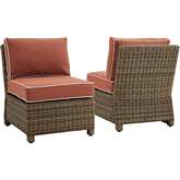 Bradenton Outdoor Armless Chair in Resin Wicker & Sangria Fabric (Set of 2)
