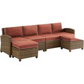Bradenton 4 Piece Outdoor Sectional Sofa Set in Resin Wicker & Sangria Cushions