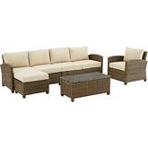 Bradenton 5 Piece Outdoor Sectional Sofa Set in Resin Wicker & Sand Cushions