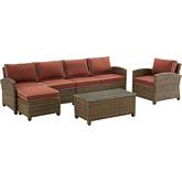 Bradenton 5 Piece Outdoor Sectional Sofa Set in Resin Wicker & Sangria Cushions
