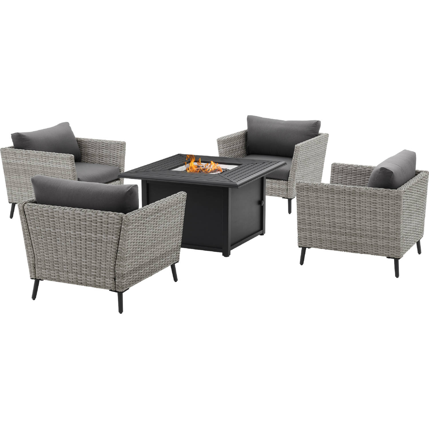 Crosley KO70201GYBK Richland 5 Piece Outdoor Accent Chair & Dante Fire