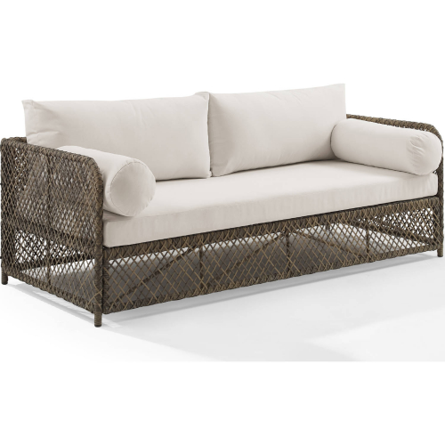 Granite Bay Outdoor in Sofa Stone Resin Wicker & Cream Fabric