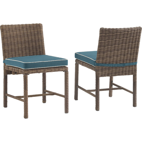 Bradenton Outdoor Dining Chair in Resin Wicker & Navy Blue Fabric (Set of 2)