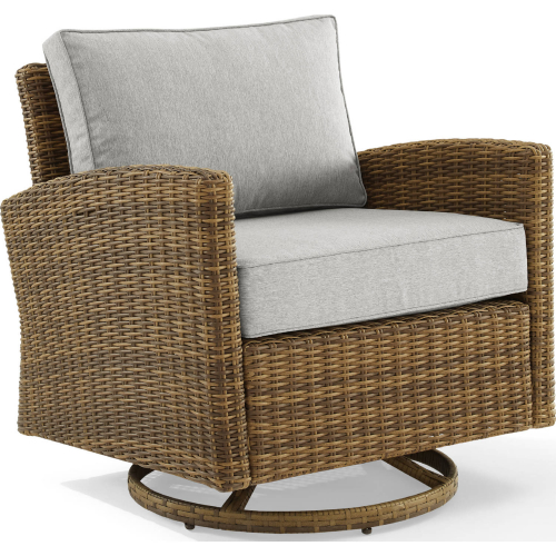 Bradenton Outdoor Swivel Rocker Chair in Resin Wicker & Gray Fabric
