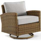 Bradenton Outdoor Swivel Rocker Chair in Resin Wicker & Gray Fabric