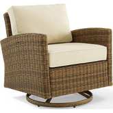 Bradenton Outdoor Swivel Rocker Chair in Resin Wicker & Sand Fabric