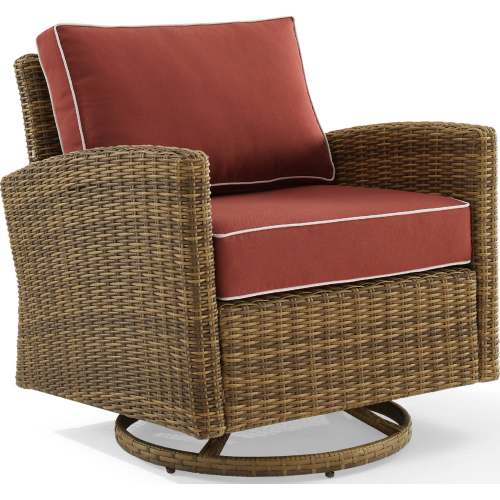Bradenton Outdoor Swivel Rocker Chair in Resin Wicker & Sangria Fabric