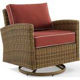 Bradenton Outdoor Swivel Rocker Chair in Resin Wicker & Sangria Fabric