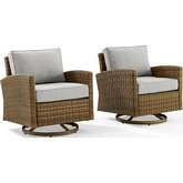 Bradenton Outdoor Swivel Rocker Chair in Resin Wicker & Gray Fabric (Set of 2)