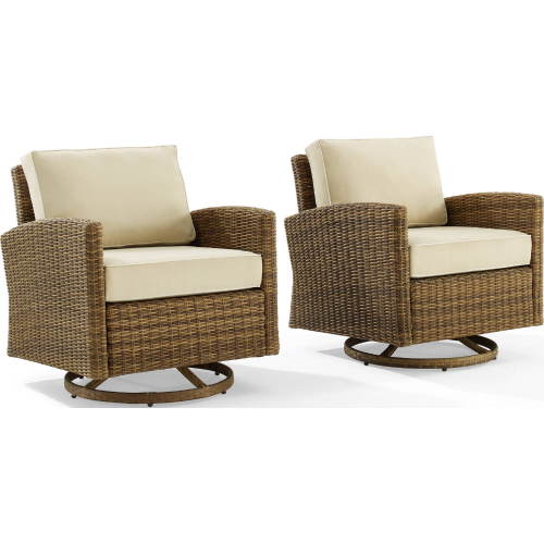 Bradenton Outdoor Swivel Rocker Chair in Resin Wicker & Sand Fabric (Set of 2)