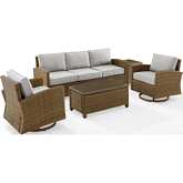 Bradenton 5 Piece Outdoor Sofa Set in Resin Wicker & Gray Fabric