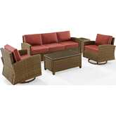 Bradenton 5 Piece Outdoor Sofa Set in Resin Wicker & Sangria Fabric