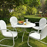 Griffith 5 Piece Outdoor Dining Set in White Metal & White Chairs