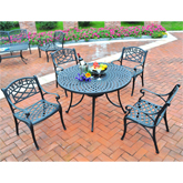 Sedona 5 Piece Outdoor 42" Dining Set w/ Arm Chairs in Black Aluminum