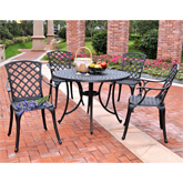 Sedona 5 Piece Outdoor 42" Dining Set w/ High Back Arm Chairs in Black Aluminum