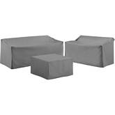 3 Piece Outdoor Sectional Sofa Cover Set in Gray Fabric
