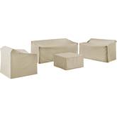4 Piece Outdoor Sectional Sofa Cover Set in Tan Fabric