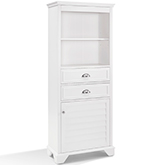 Lydia Tall Cabinet in White Finish Wood w/ Louvered Doors
