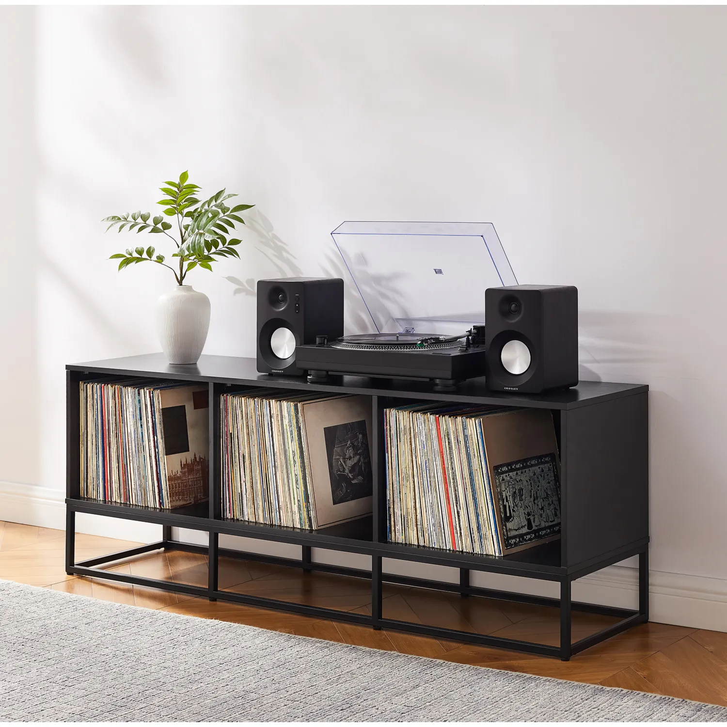 Crosley Enzo Large Record Storage Media Console - Thumbnail 2
